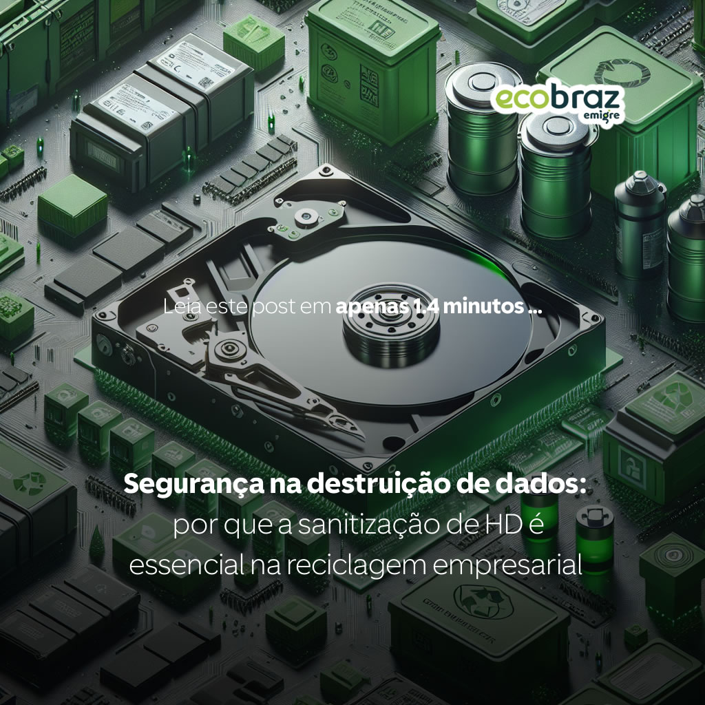 Segurança na destruição de dados: por que a sanitização de HD é essencial na reciclagem empresarial